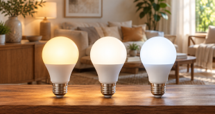 Три LED-лампы с винтовыми цоколями и разными оттенками белого света
