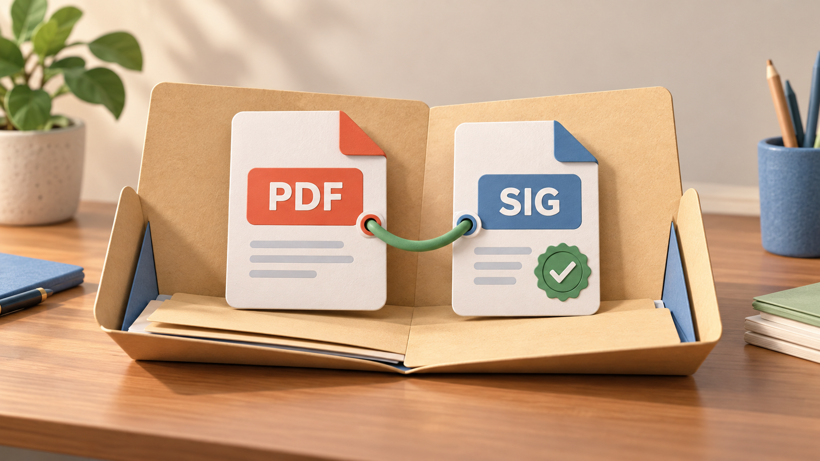 Исходный PDF и отдельный файл подписи SIG в общей папке